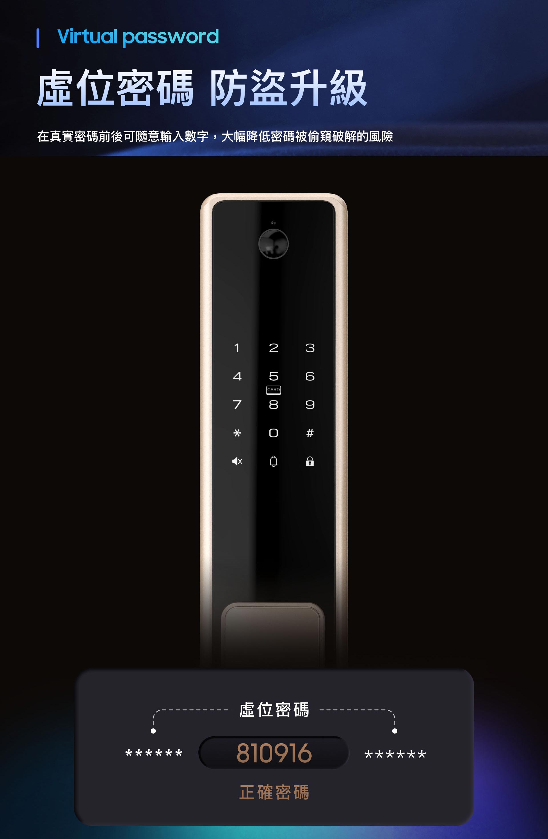 虛位密碼是什麼呢? 虛位密碼的用法是在真實的密碼前面隨意輸入任意數字,大幅降低密碼被偷窺的風險