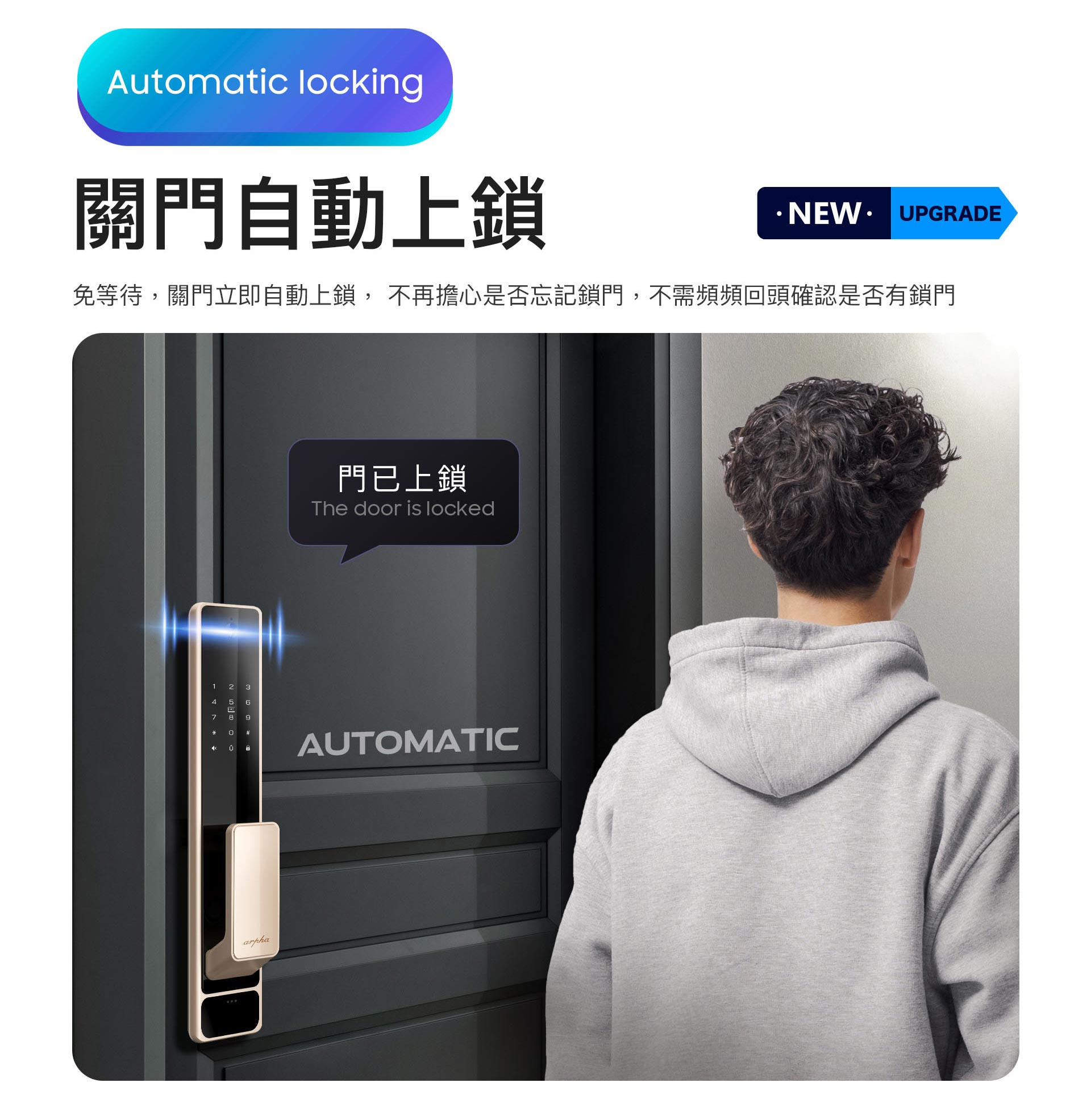 新功能:關門自動上鎖 Z2關門後1.5秒就會自動上鎖