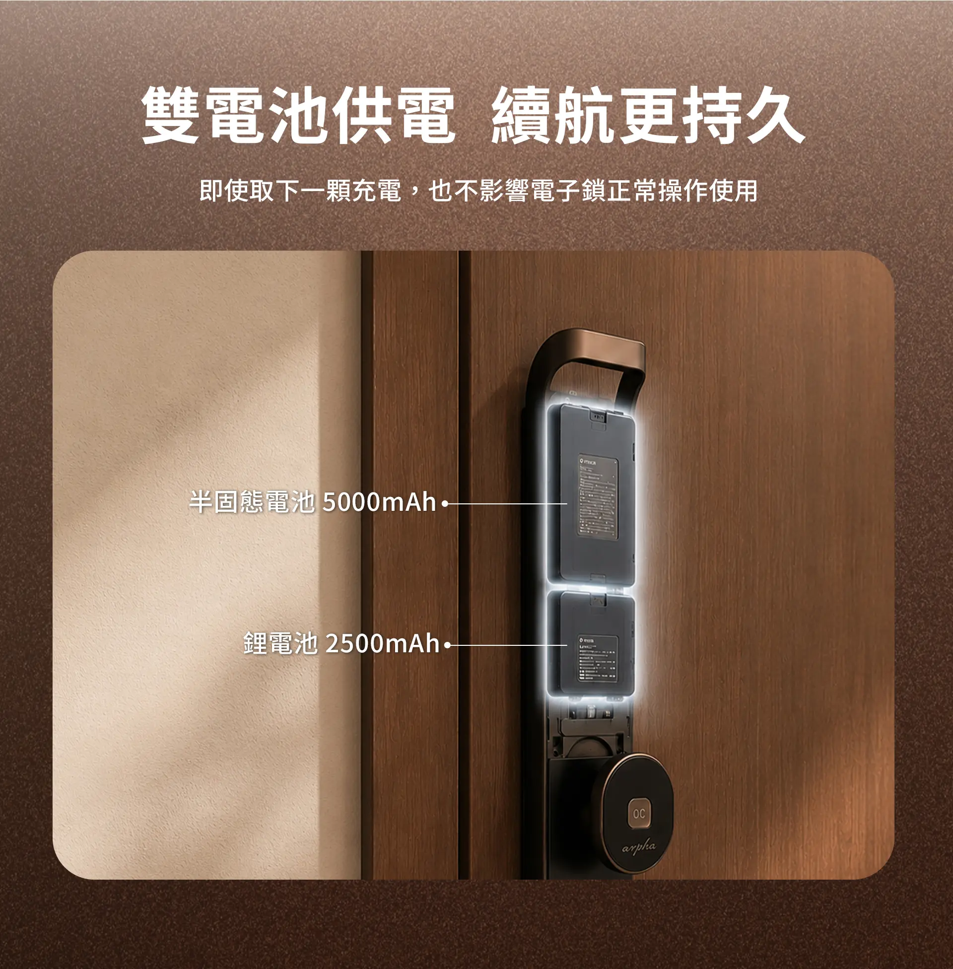 V1標配使用兩顆充電電池，分別為半固態電池和鋰電池。取下單顆充電時，不會影響整體使用效果。