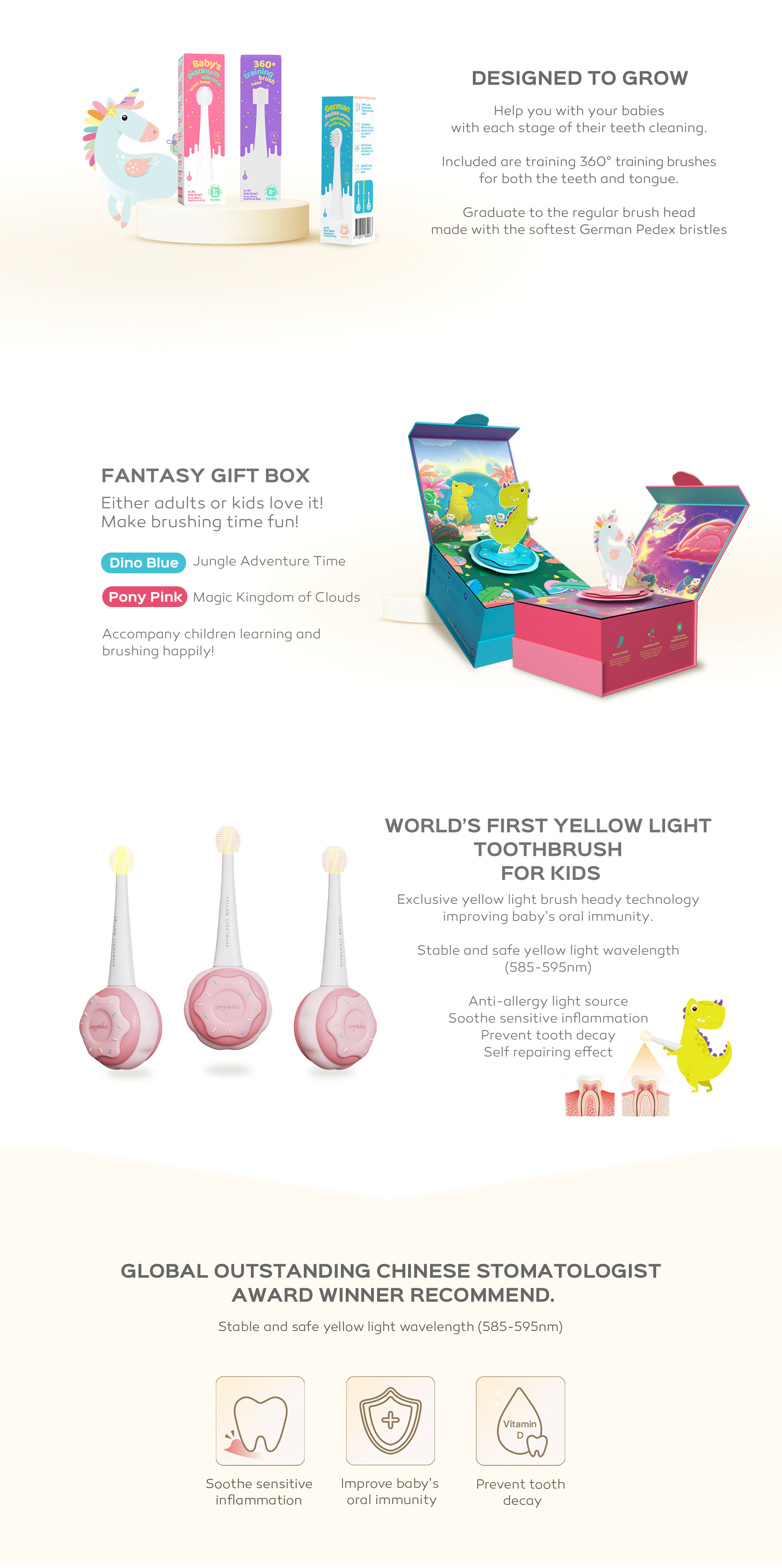 X3 Baby Yellow Light Electronic Toothbrush