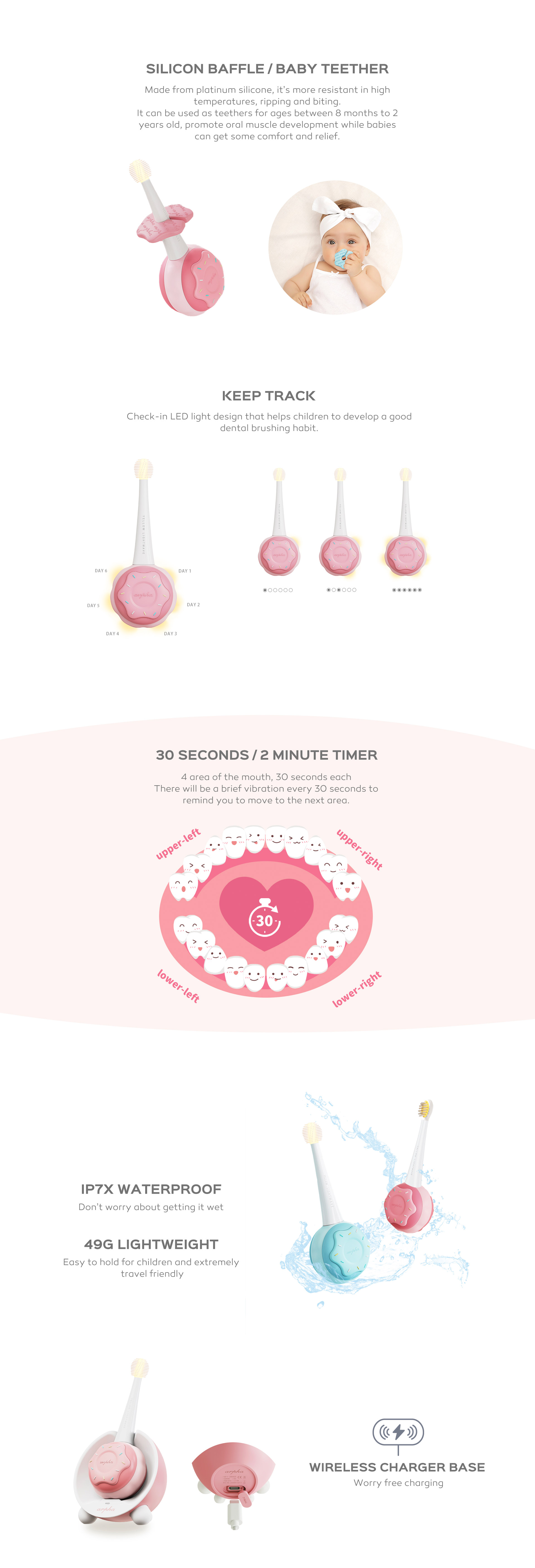 X3 Baby Yellow Light Electronic Toothbrush